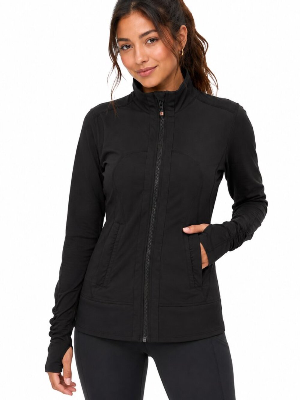 Lululemon Black Full Zip Fitted Track Jacket Fits Like Size 4